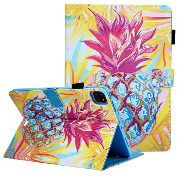 iPad Pro 11 Case 2020, iPad Pro 11 2nd Gen 2020 Cover with Pencil Holder, Allytech PU Leather Protective Anti-Slip Stand Smart Auto Sleep Wallet Case for Kids Teenage Girls, Pineapple