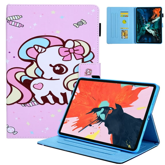 iPad Pro 11 Case 2020 2nd Generation, Allytech PU Leather TPU Inner Smart Cover Auto Sleep Wake Folio Flip Kickstand Full Protection Case for Apple iPad Pro 11 2nd Gen, Candy Unicorn