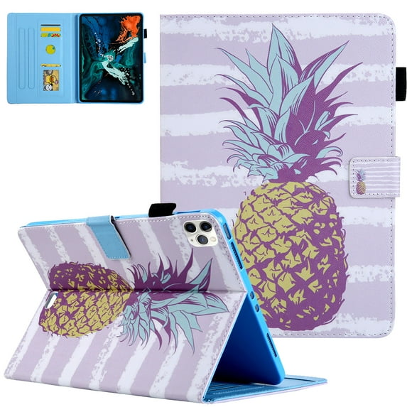 iPad Pro 11 Case 2020 2nd Generation, Allytech PU Leather TPU Inner Smart Cover Auto Sleep Wake Folio Flip Kickstand Full Protection Case for Apple iPad Pro 11 2nd Gen, Gold Pineapple