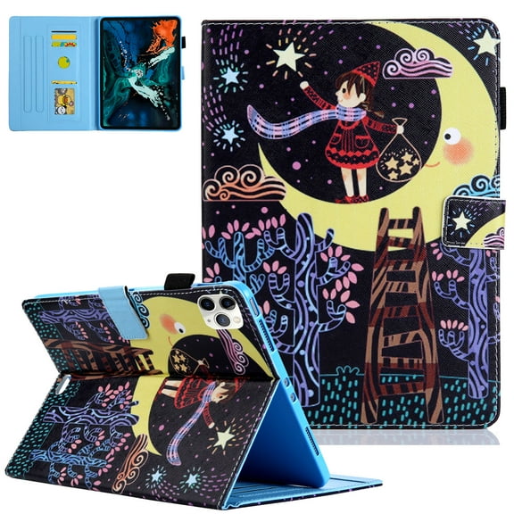 iPad Pro 11 Case 2020 2nd Generation, Allytech PU Leather TPU Inner Smart Cover Auto Sleep Wake Folio Flip Kickstand Full Protection Case for Apple iPad Pro 11 2nd Gen, Moon Girl