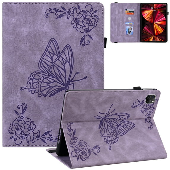 iPad Pro 11 Case 2021/2020/2018, iPad Air 4th Generation Case,Folio Stand PU Leather Smart Wallet Cover with Auto Wake/Sleep Pencil Holder Slim iPad Cover for Girls Women,Purple