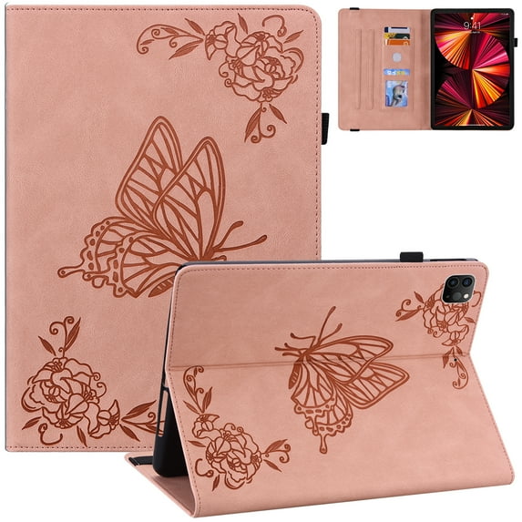 iPad Pro 11 Case 2021/2020/2018, iPad Air 4th Generation Case, Folio Stand PU Leather Smart Wallet Cover with Auto Wake/Sleep Pencil Holder Slim iPad Cover for Girls Women,Pink