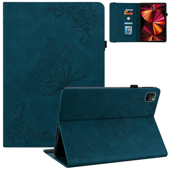 iPad Pro 11 Case 2021/2020/2018, iPad Air 4th Generation Case, Folio Stand PU Leather Smart Wallet Cover with Auto Wake/Sleep Pencil Holder Slim iPad Cover for Girls Women,Darkblue