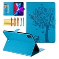 thumbnail image 1 of for iPad Pro 11 Case (2022 2021 2020 2018), iPad Air 5th 4th Generation 10.9 inch Case, Embossed Cat & Tree PU Leather Retro Shockproof Magnetic Clasp Wallet Card Slots Folio Kickstand Cover, Blue, 1 of 6
