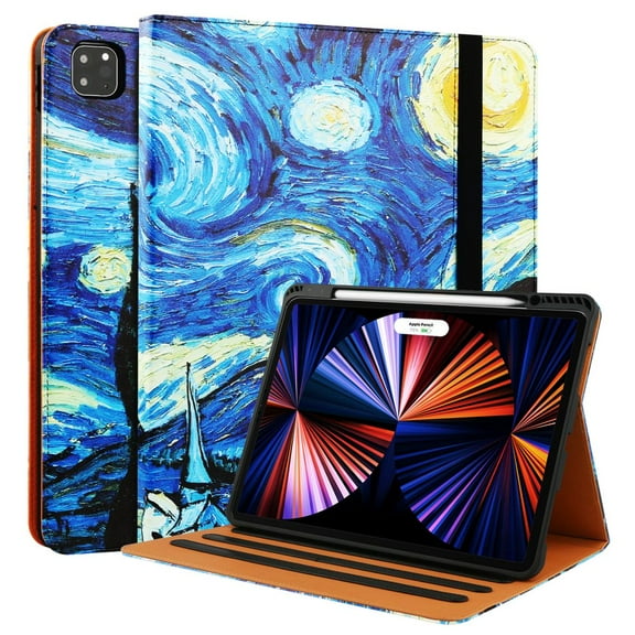 iPad Pro 11 Inch 4th/3rd/2nd/1st Generation Case (2022/2021/2020/2018) w/Pencil Holder, Folio Stand Protective Cover with Auto Sleep/Wake & Multiple Viewing Angles for iPad Pro 11-inch, Starry Night