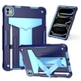 thumbnail image 1 of for iPad Pro 11 Inch 5th Generation 2024 Case with Pencil Holder & Kickstand, Shockproof Drop Proof Kids Friendly Rugged Full Body Protective Case Cover for iPad Pro 11 2024, Navy+Blue, 1 of 5