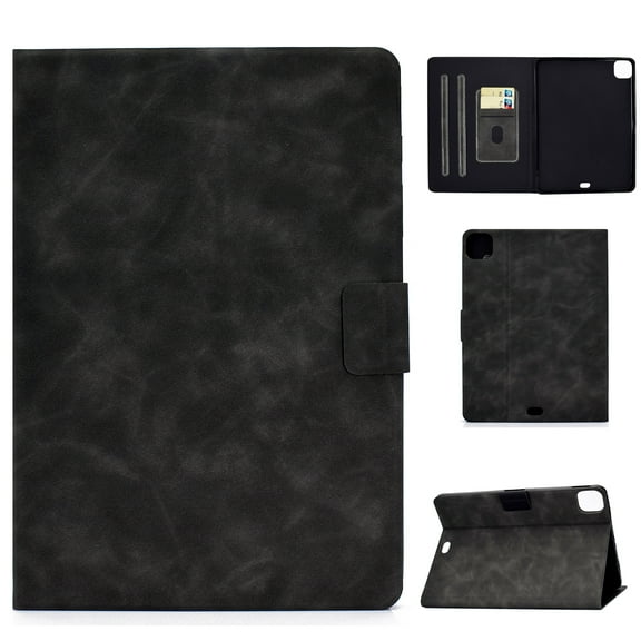 for iPad Pro 11 Inch 5th Generation 2024 Folio Smart Case, Slim Fit PU Leather Shockproof Full Protection Magnetic Case Cover with Smart Auto Wake / Sleep & Kickstand & 3 Card Slots, Black