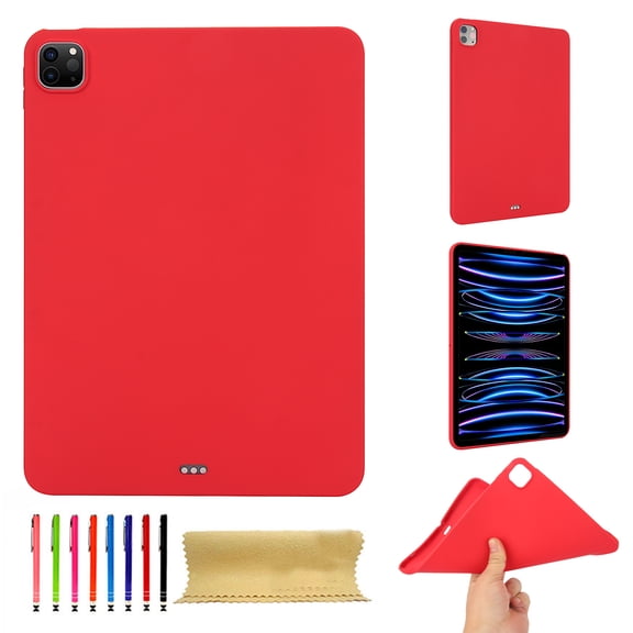 for iPad Pro 11 Inch 5th Generation 2024 Frosted Case, Slim Fit Lightweight Design Matte TPU Rubber Soft Skin Silicone Shockproof Protective Back Case Cover for iPad Pro 11 2024 - Red