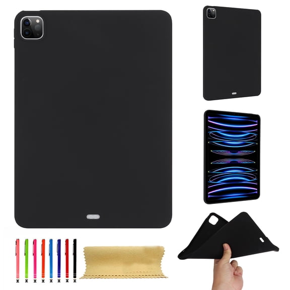 for iPad Pro 11 Inch 5th Generation 2024 Frosted Case, Slim Fit Lightweight Design Matte TPU Rubber Soft Skin Silicone Shockproof Protective Back Case Cover for iPad Pro 11 2024 - Black