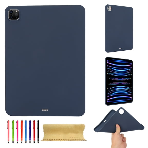 for iPad Pro 11 Inch 5th Generation 2024 Frosted Case, Slim Fit Lightweight Design Matte TPU Rubber Soft Skin Silicone Shockproof Protective Back Case Cover for iPad Pro 11 2024 - Darkblue