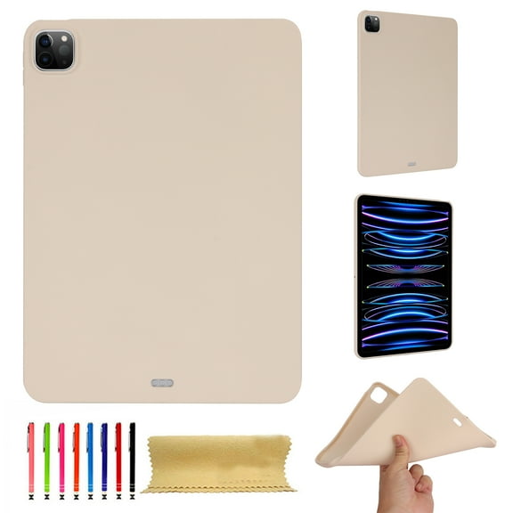 for iPad Pro 11 Inch 5th Generation 2024 Frosted Case, Slim Fit Lightweight Design Matte TPU Rubber Soft Skin Silicone Shockproof Protective Back Case Cover for iPad Pro 11 2024 - Beige
