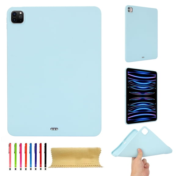 for iPad Pro 11 Inch 5th Generation 2024 Frosted Case, Slim Fit Lightweight Design Matte TPU Rubber Soft Skin Silicone Shockproof Protective Back Case Cover for iPad Pro 11 2024 - Lightblue