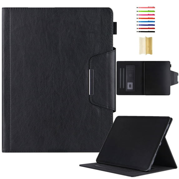 for iPad Pro 11 Inch 5th Generation 2024 PU Leather Wallet Case, with Card Pocket/Pencil Holder/Typing Angle Auto Sleep/Wake for iPad Pro 11 2024 Vegan PU Leather Magnetic Cover, Black