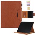thumbnail image 1 of for iPad Pro 11 Inch 5th Generation 2024 PU Leather Wallet Case, with Card Pocket/Pencil Holder/Typing Angle Auto Sleep/Wake for iPad Pro 11 2024 Vegan PU Leather Magnetic Cover, Brown, 1 of 7