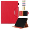 thumbnail image 1 of for iPad Pro 11 Inch 5th Generation 2024 PU Leather Wallet Case, with Card Pocket/Pencil Holder/Typing Angle Auto Sleep/Wake for iPad Pro 11 2024 Vegan PU Leather Magnetic Cover, Red, 1 of 7