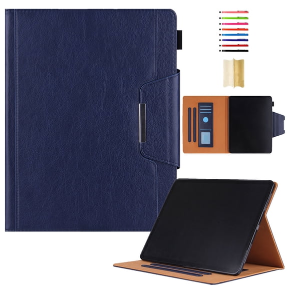 for iPad Pro 11 Inch 5th Generation 2024 PU Leather Wallet Case, with Card Pocket/Pencil Holder/Typing Angle Auto Sleep/Wake for iPad Pro 11 2024 Vegan PU Leather Magnetic Cover, Blue