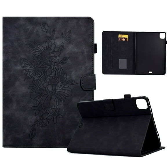 for iPad Pro 11 Inch 5th Generation 2024, Premium Luxury PU Leather Cover/Smart Folio with Dual Stand and Auto Sleep/Wake Function Case Cover with Pen Slot & Card Slots for iPad Pro 11 2024, Black
