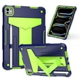 thumbnail image 1 of for iPad Pro 11 Inch 5th Generation 2024 Tablet Case, Silicone Hard Back Kids Friendly Cover Built in Stand Shockproof Heavy Duty Protection for iPad Pro 11 2024 - Navy Blue/Olivine, 1 of 5