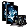 thumbnail image 1 of For iPad Pro 11" (M4/M5) 2024/2025 Release Folio Case with Stand/Card Slots/Elastic Band Closure/Pen Loop Holder, Stylish Cute Cartoon PU Leather Protective Lightweight Slim Cover, Blue White Flower, 1 of 7