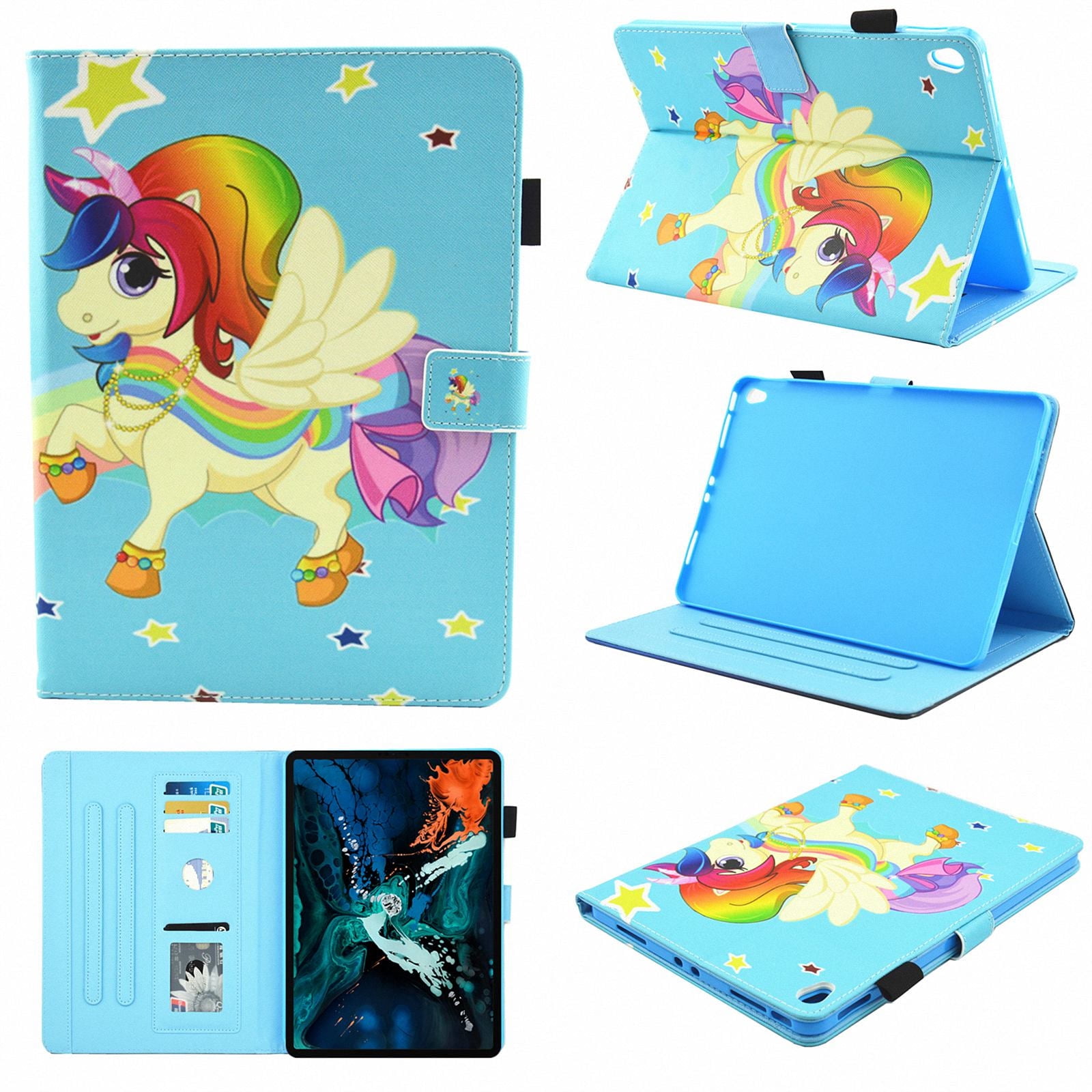 iPad Pro 11 inch 2018 Case, Allytech [Not Supported Apple Pencil Magnetic Attachment] Smart Book Style Stand Protective Case for Apple iPad Pro 11 Inch Tablet (2018), Star Unicorn