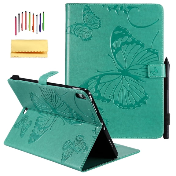 iPad Pro 11-inch 2018 Release Case, Allytech Embossed with Butterfly Series Folio Stand Wallet Case with Cards/Cash Holder [Apple Pencil Charging not Supported] for Apple Pad Pro 11" (2018), Green