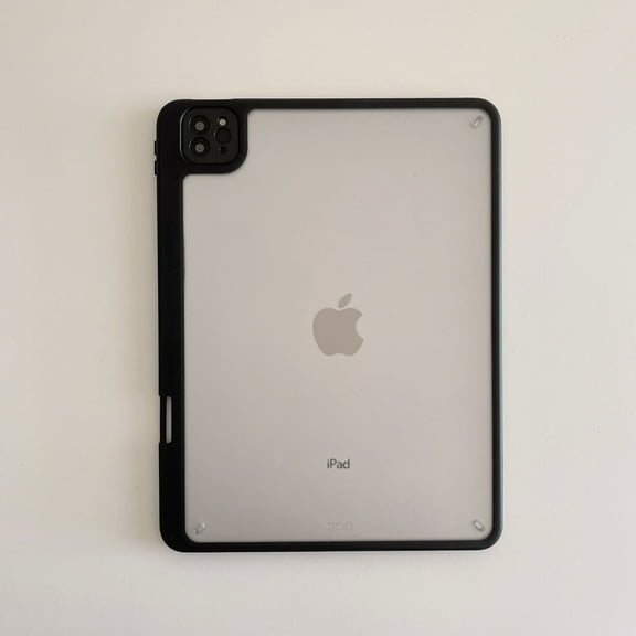 for iPad Pro 11 inch 2024 Case, Slim Frosted Cover Hard Back Matte Clear Case with S Pen Holder, Flexible TPU Bumper Shockproof Protective Tablet Case for iPad Pro 11 inch 2024, Black