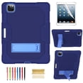 thumbnail image 1 of iPad Pro 11 inch 2nd Generation 2020 Case with PET Screen Protector, Kids Case For iPad Pro 11 2020 + Pencil Holder, Heavy Duty Rugged Dropproof Shockproof Case Kickstand Protective Cover, Navy+Blue, 1 of 7