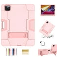 thumbnail image 1 of iPad Pro 11 inch 2nd Generation 2020 Shockproof Case with PET Screen Protector, Dteck Heavy Duty Anti-impact Rugged Hybrid 3 Layer Full Body Protection Case Built-in Kickstand, Rosegold, 1 of 7