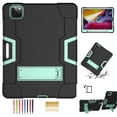 thumbnail image 1 of iPad Pro 11 inch 2nd Generation 2020 Shockproof Case with PET Screen Protector, Dteck Heavy Duty Anti-impact Rugged Hybrid 3 Layer Full Body Protection Case Built-in Kickstand, Black+Mint, 1 of 7