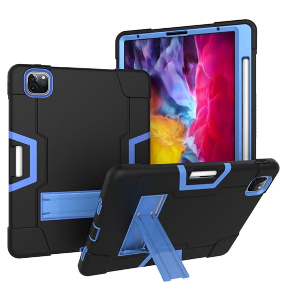 iPad Pro 11 inch 2nd Generation 2020 Shockproof Case, iPad Pro 11 2020 Case, Dteck Heavy Duty Anti-impact Rugged Hybrid 3 Layer Full Body Protection Case Built-in Kickstand, Black+Blue