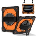 thumbnail image 1 of for iPad Pro 11 inch (M4) 2024 Case, Military Grade Heavy Duty Silicone Protection Cover with Pencil Holder + 360 Rotating Stand + Handle Rugged Cover for iPad Pro 11 inch (M4) 2024, Black+Orange, 1 of 6