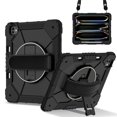 thumbnail image 1 of for iPad Pro 11 inch (M4) 2024 Case, Military Grade Heavy Duty Silicone Protection Cover with Pencil Holder + 360 Rotating Stand + Handle Rugged Cover for iPad Pro 11 inch (M4) 2024, Black, 1 of 6