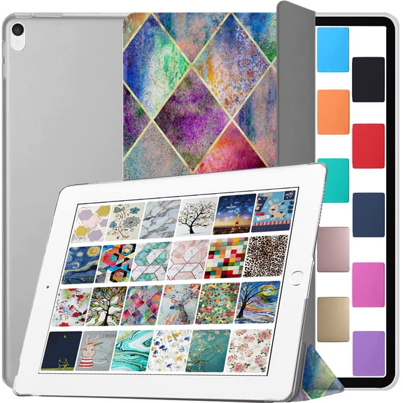 iPad Pro 12.9 2 Gen Transparent Back Case A1670 MQDC2LL/A MQDD2LL/A MQDA2LL/A A1671 MP6H2LL/A MP6J2LL/A MP6G2LL/A MPL02LL/A MPL12LL/A MPKY2LL/A A1821 MQEF2LL/A MQED2LL/A MQEE2LL/A - Diamond Grid