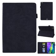 iPad Pro 12.9 (2020) Case, Dteck Folio Case for 12.9-inch iPad Pro 4th Generation, Embossed PU Leather Credit Card Holder Wallet Case Auto Wake Sleep Smart Cover with Multi-angle View Stand, Black