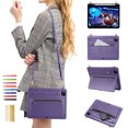 thumbnail image 1 of for iPad Pro 12.9" 2022/2021/2020/2018 Envelope Wallet Back Case, Premium PU Leather Zipper Pocket Kickstand with Shoulder Strap & Hand Strap Tablet Case Cover for iPad Pro 12.9 inch - Purple, 1 of 6