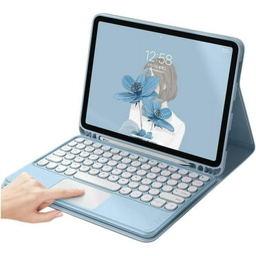 iPad Pro 12.9 2022(6th Generation) Case with Keyboard, Touchpad Keyboard for iPad Pro 12.9-inch 2022 6th/2021 5th/2020 4th Gen, Trackpad Keyboard Detachable Keyboard Case with Pencil Holder, Blue
