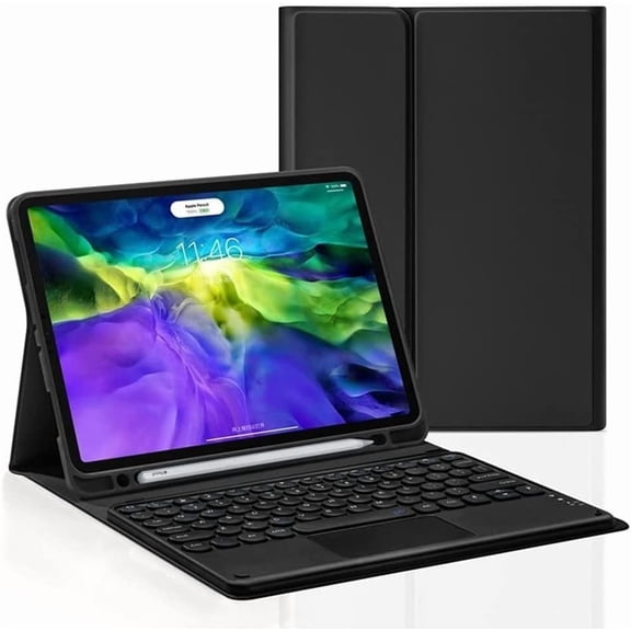 iPad Pro 12.9 2022(6th Generation) Case with Keyboard, Touchpad Keyboard for iPad Pro 12.9-inch 2022 6th/2021 5th/2020 4th Gen, Trackpad Keyboard Detachable Keyboard Case with Pencil Holder, Black