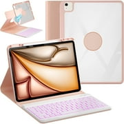 iPad Pro 12.9 6th/5th/4th Generation Case with Keyboard(2022/2020/2021), 360°Smart Protective Folio Cover with Magnetic Detachable Wireless Keyboard, Built-in P