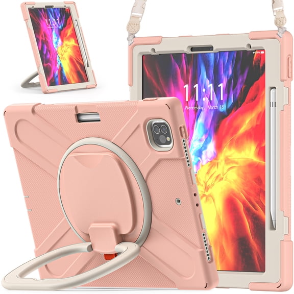 iPad Pro 12.9 Case 2020 4th Generation,iPad 12.9 inch 2018 Case,Heavy Duty Rugged Shockproof Protective Cover 360° Rotating Kickstand Hand/Shoulder Shoulder Strap for iPad Pro 12.9 inch 2020/2018