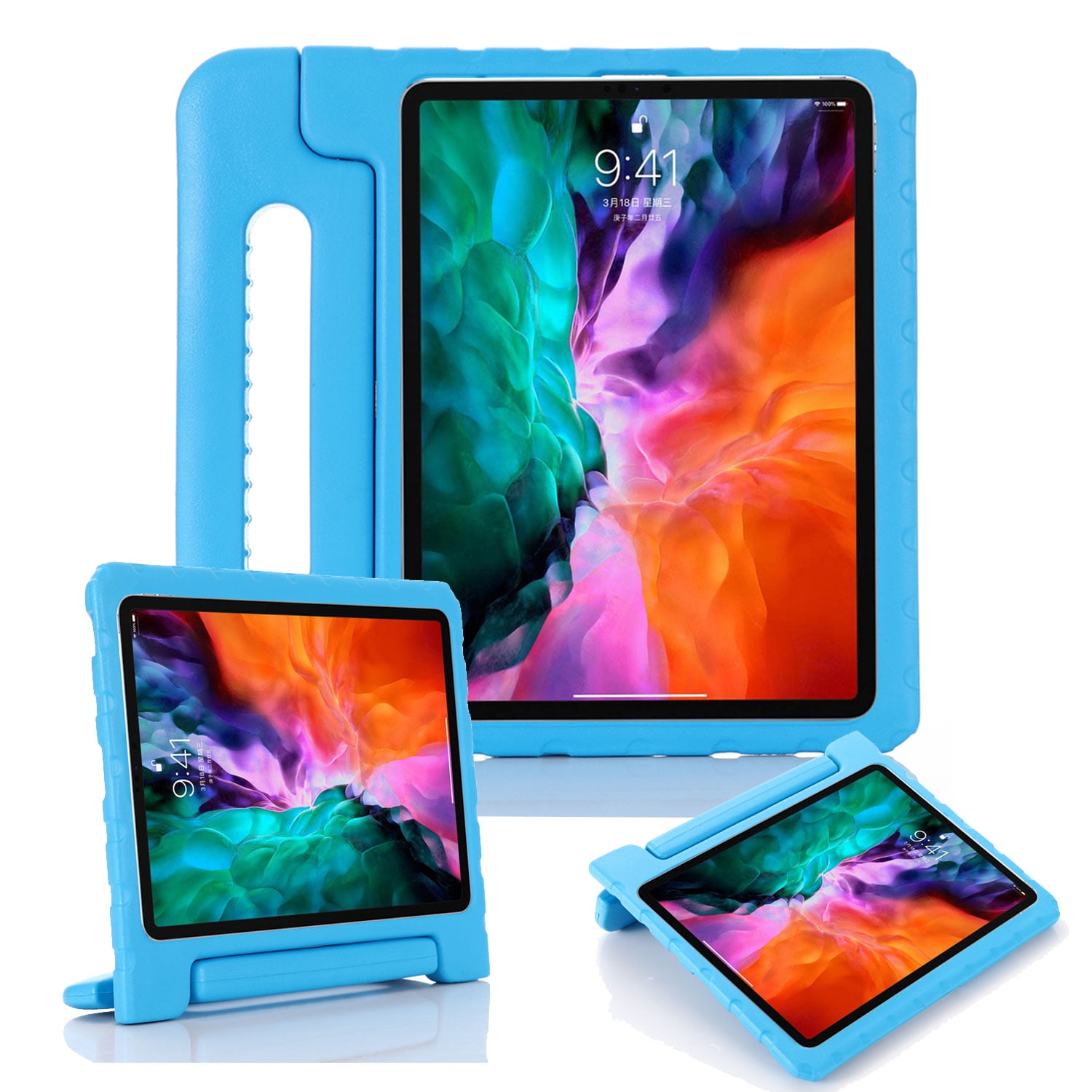 iPad Pro 12.9 Case 2020 for Kids, Allytech Light Wight Shockproof Convertible Handle Stand Cover [Supports 2nd Gen Pencil Charging Mode] Cover for Apple iPda 12.9 4th Generation, Blue