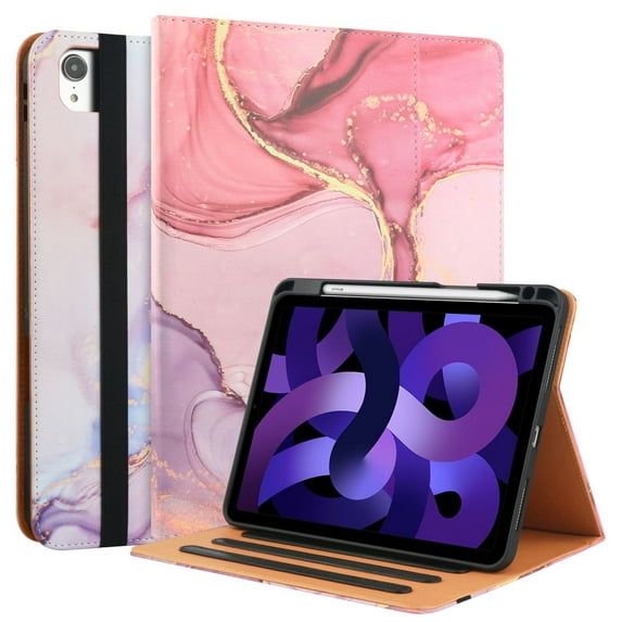 iPad Pro 12.9 Case 2022/2021/2020/2018, iPad 12.9 Inch Pro Case 6th/5th/4th/3rd Generation w/Pencil Holder, Folio Stand Protective Cover w/Auto Sleep/Wake, Multiple Viewing Angles, Pink Cloud