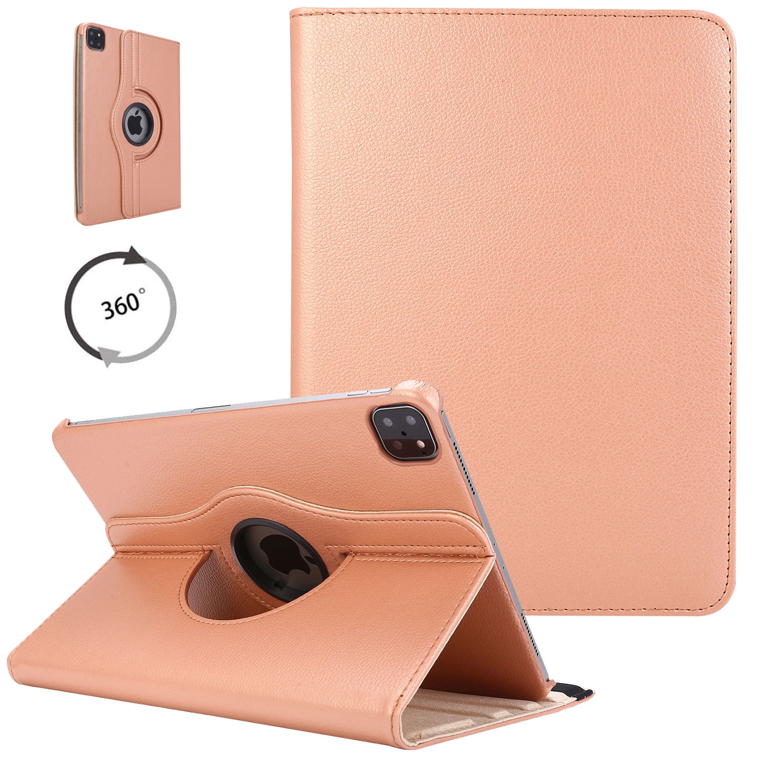 iPad Pro 12.9 (2020 & 2021 Model) Brown Squared Rotating Stand Cover Case Pouch