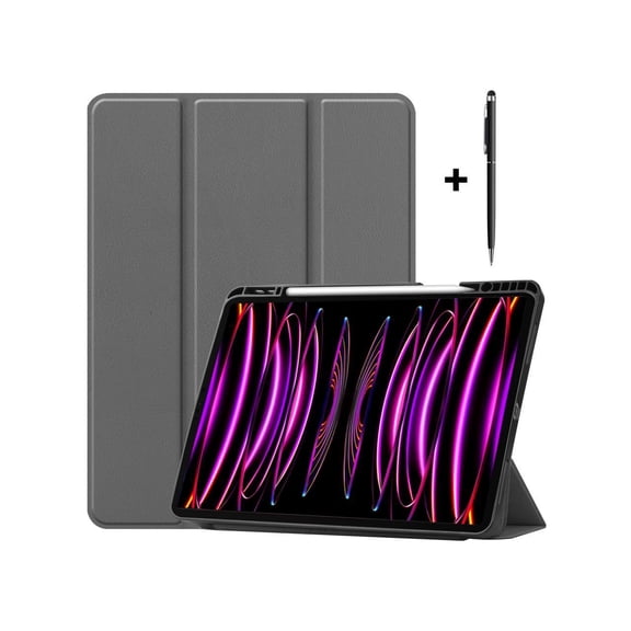 iPad Pro 12.9 Inch Case 2022 2021 2020 2018 (6th 5th 4th 3th Gen) with Pencil Holder, Support 2nd Pencil Charging, Slim Tablet Stand Cover with Stylus Pen