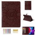 thumbnail image 1 of iPad Pro 12.9 inch 4th Generation 2020 & 2018 Case, Dteck Slim Fit Embossed Flower Pattern PU Leather Folio Stand Case with Card Holders Cover, Brown Flower, 1 of 5