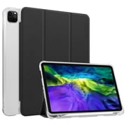 iPad Pro 12.9 inch Case 2020 2018 with Apple Pencil Holder Slot, Auto Sleep Wake Smart Cover, Multi-Angle Trifold Stand, GMYLE Slim Clear Hard Back for iPad Pro 12.9" 3rd & 4th Generation (Black)
