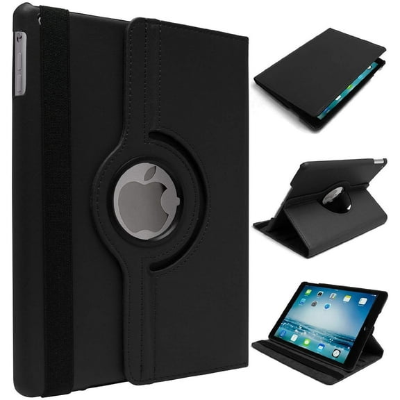 iPad Pro 12.9 inch Case, 360°Rotating Stand Cases for Apple iPad Pro With Handheld Elastic Strap (Black)