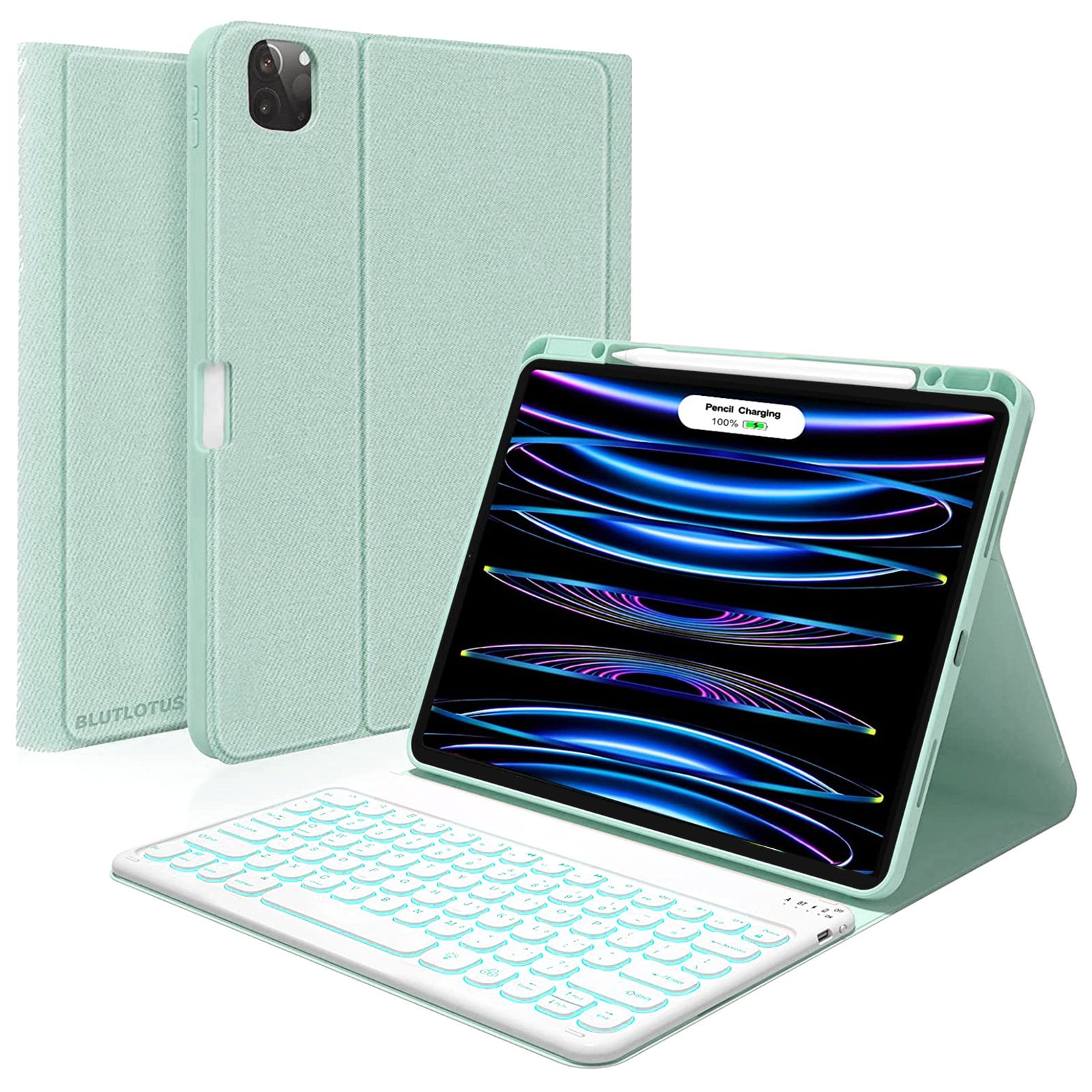 iPad Pro 12.9 inch Case with Keyboard Compatible for iPad 12.9-inch 2022/2021/2020 (6th/5th/4th Gen) with Pencil Holder,Smart Folio Tablet Cover with