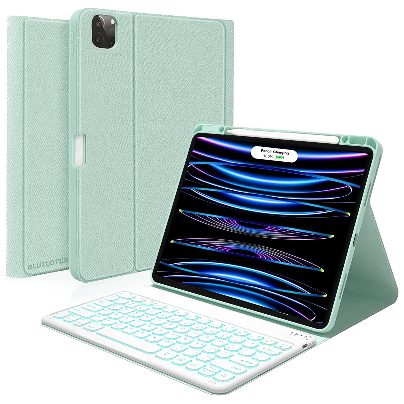 iPad Pro 12.9 inch Case with Keyboard Compatible for iPad 12.9-inch  2022/2021/2020 (6th/5th/4th Gen) with Pencil Holder,Smart Folio Tablet  Cover with