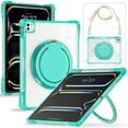 thumbnail image 1 of for iPad Pro 13" 2024 Case with Rotatable Stand Portable Handle, Protective Clear Shockproof Dropproof Rugged Shoulder Strap Kids Friendly Cover for iPad Pro 13" 2024, Lightgreen, 1 of 5
