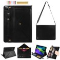 thumbnail image 1 of for iPad Pro 13" 2024 M4 7th Generation (A2925, A2926, A3007) PU Leather Case, with Pencil Holder, Money Pocket, Shoulder/Hand Strap, Card Slots Kickstand Flip Cover, Full Body Protection, Black, 1 of 6